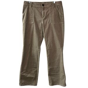 Eddie Bauer Corduroy Jeans with button flap pockets tan pants women’s 12 preppy